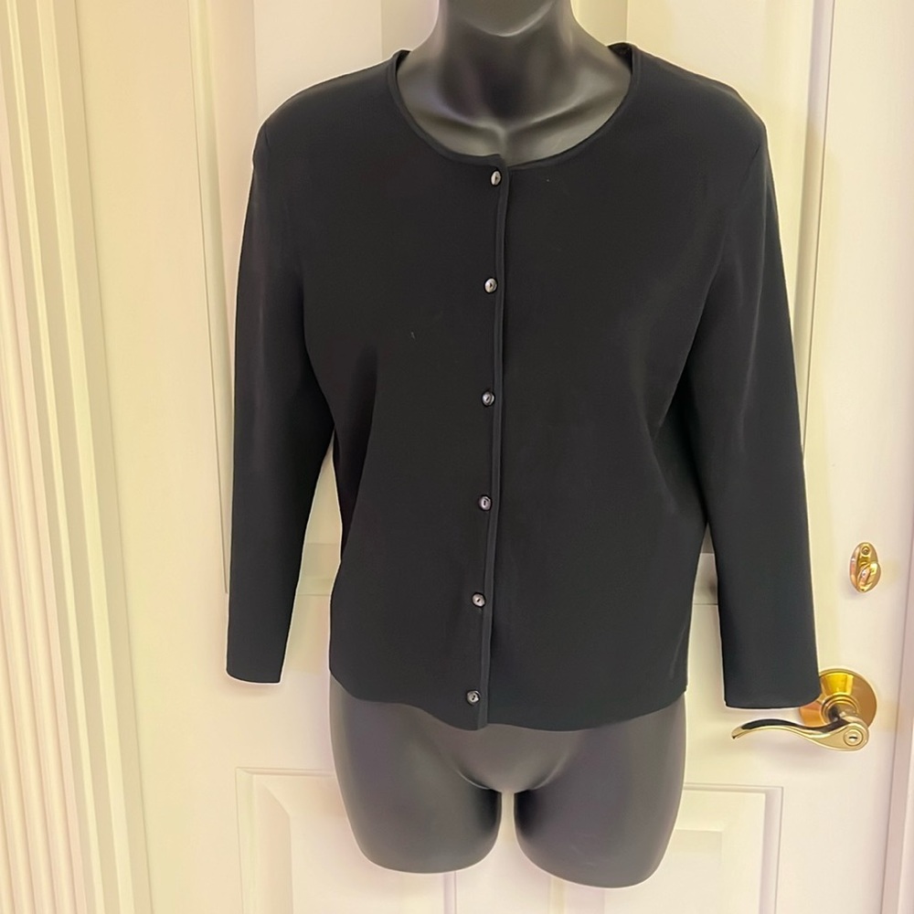 Ann Taylor Black button front cardigan.